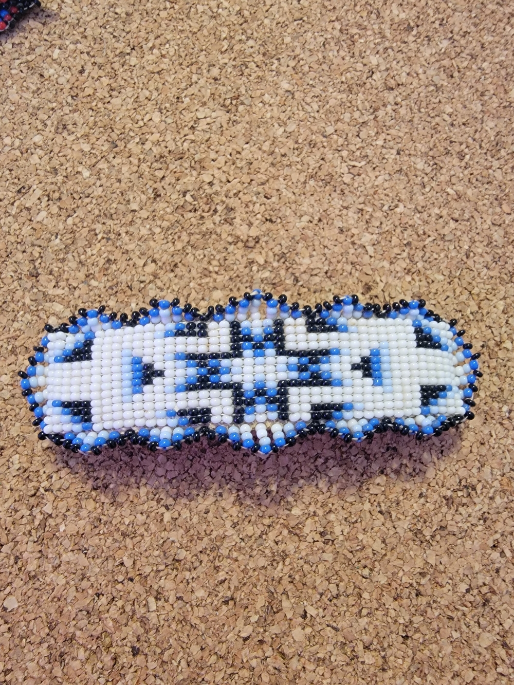 Beaded Blue & White Womens's Hair Barrette - Handmade Accessory Alaskan